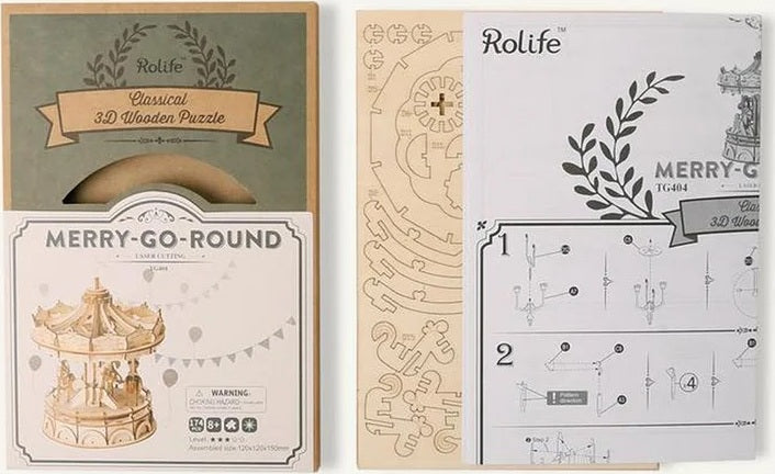 Classic 3D Wood Puzzles; Merry-go-round