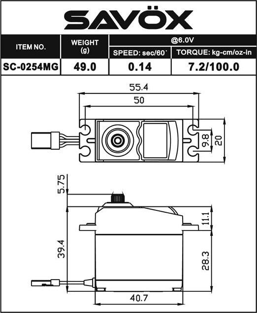 Standard Digital Servo 0.14sec / 100oz @ 6V