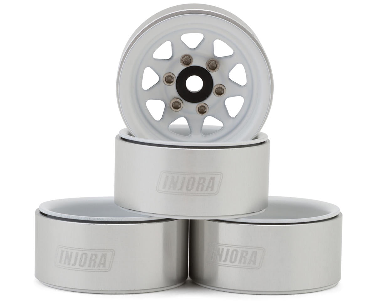 1.0" 62*22mm -3.78mm Offset Beadlock Wheel Rims Tires Set for 1/24 RC Crawlers (4) (W1004-T1014) - 4pcs White