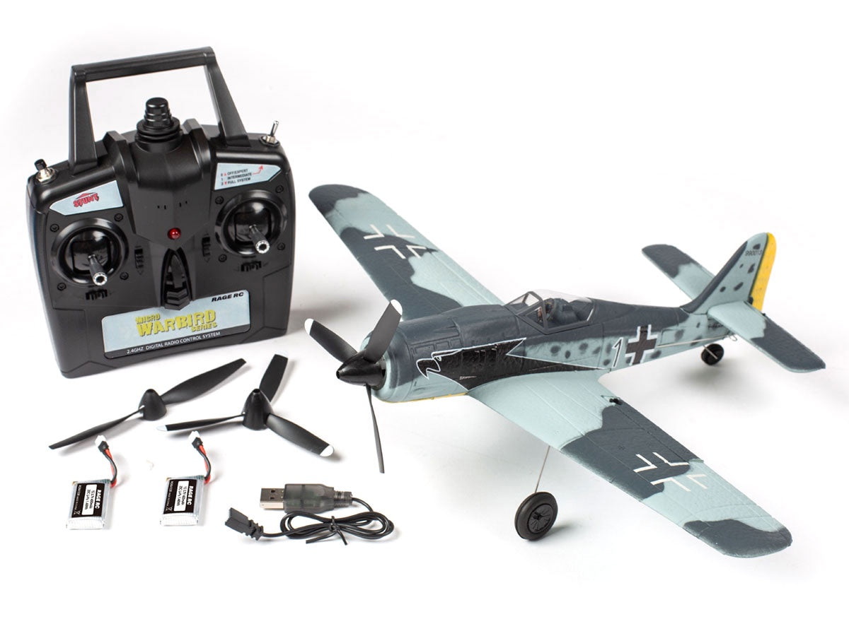 RGRA1308 Rage R/C Focke-Wulf Fw 190 Micro RTF Airplane with PASS (Pilot Assist Stability Software) System