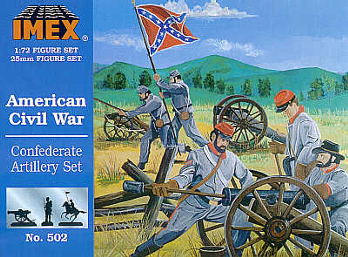 IMX-502	1/72 Civil War Confederate Artillery (25, 4 horses, 3 cannons, limber wagon)