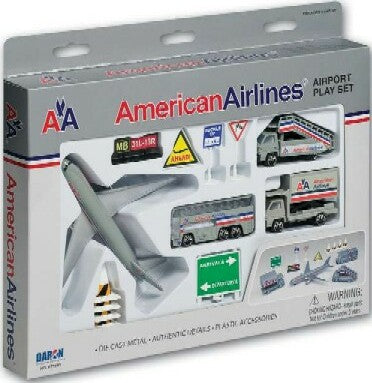 American Airlines B757 Airport Die Cast Playset (13pc Set)