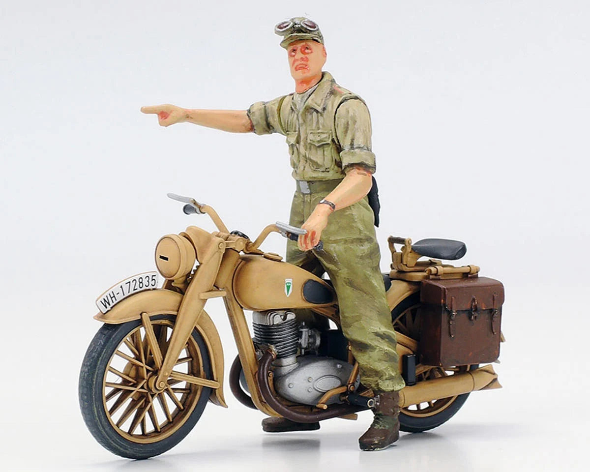 Tamiya 1/35 Sd.Kfz.222 North Africa Armored Vehicle Plastic Model Kit w/Motorcycle & Figures