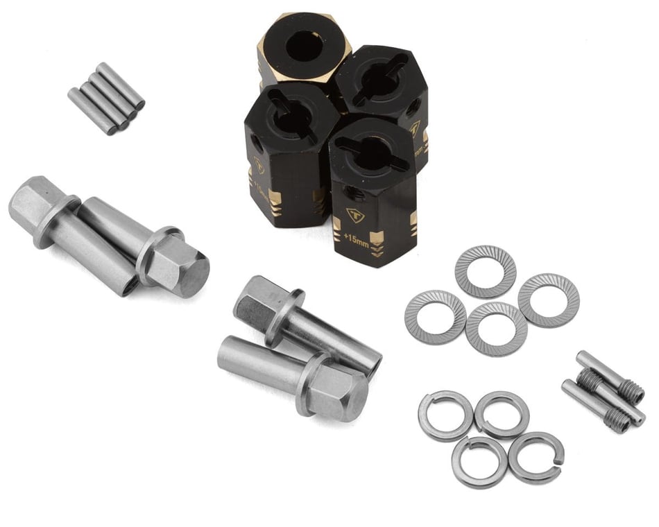 X003Q8UAUT TREAL Brass 12mm Wheel Hex Adapters Extended(4pcs) for 1/10 RC Crawler Axial SCX10 III, SCX10 II ,Capra (Height:15mm)