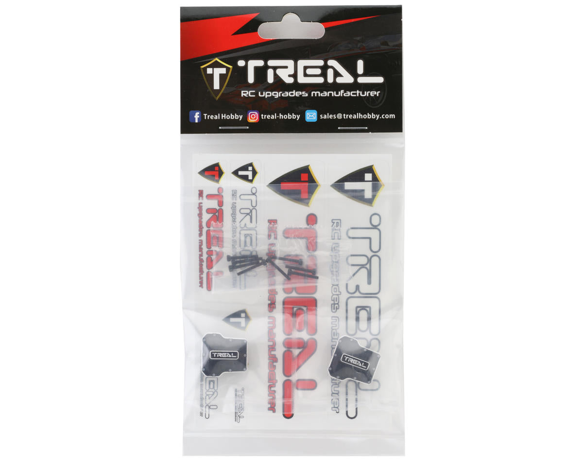 X003KUT8UB TREAL Aluminum 7075 Axle Diff Covers (2P) CNC Machined Upgrades for 1/18 TRX-4M Color: Black