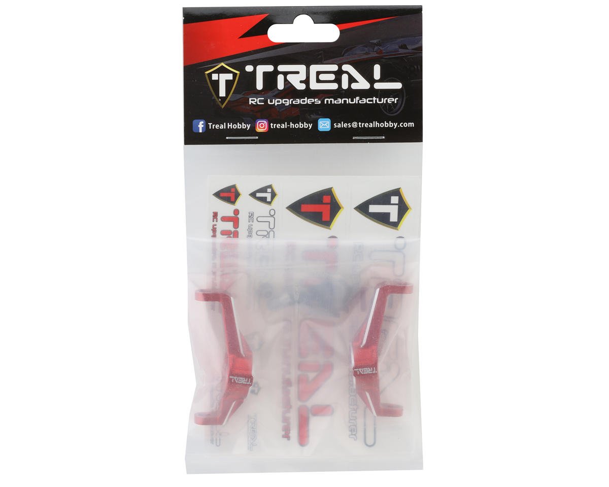 X0023G2CZV Treal Aluminum 7075 C hubs Caster Blocks Protal Drive Kingpin Bushings for Traxxas TRX-4 Color: Red