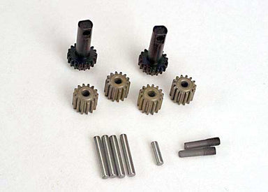 Planet gears (4)/ planet shafts (4)/ sun gears (2)/sun gear alignment shaft (1) all hardened steel