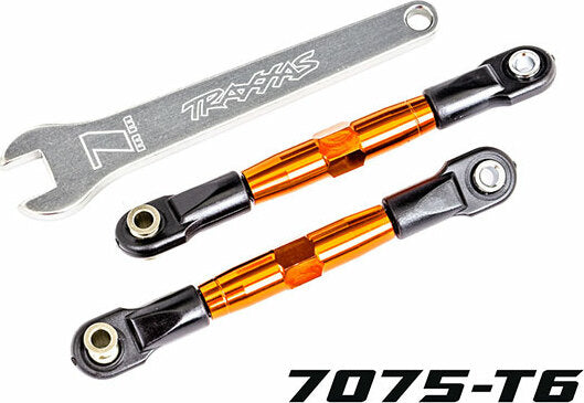 Camber Links, Front (TUBES Orange-Anodized, 7075-T6 Aluminum, Stronger Than Titanium) (2) (assembled with Rod Ends and Hollow Balls)/ Aluminum Wrench (1)