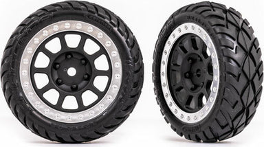 Tires and Wheels, Assembled (2.2" Black, Satin Chrome Beadlock Wheels, Anaconda® 2.2" Tires with Foam Inserts) (2) (Bandit® Front)