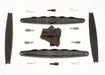 Hold downs, battery (2)/ adhesive foam battery pads/ shoulder screws (2)/ battery hold-down posts (4)/ clips (4)