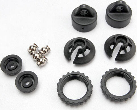 Caps and spring retainers, GTR shock (upper cap (2)/ hollow balls (2)/ bottom cap (2)/ upper retainer (2)/ lower retainer (2))