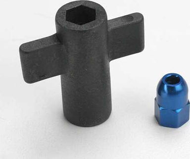 Antenna crimp nut, aluminum (blue-anodized)/ antenna nut tools