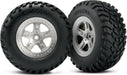 Tires & wheels, assembled, glued (SCT satin chrome, beadlock style wheels, SCT off-road racing tires, foam inserts) (2) (4WD front/rear, 2WD rear only) (TSM rated)