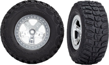Tires & wheels, assembled, glued (SCT satin chrome, beadlock style wheels, Kumho tires, foam inserts) (2) (4WD front/rear, 2WD rear only)