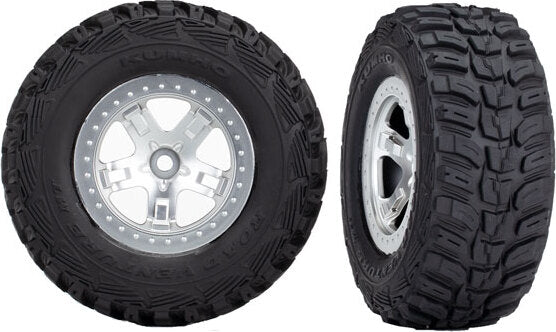 Tires & wheels, assembled, glued (SCT satin chrome, beadlock style wheels, Kumho tires, foam inserts) (2) (4WD front/rear, 2WD rear only)