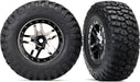 Tires & wheels, assembled, glued (SCT Split-Spoke black chrome beadlock style wheels, BFGoodrich Mud-Terrainﾙ T/A KM2 ultra-soft S1 compound off-road racing tires, foam inserts) (2) (4WD f/r, 2WD rear) (TSM rated)