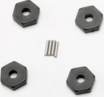 Wheel hubs, hex (4)/ axle pins (1.5x8mm) (4)