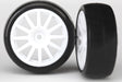 Tires & wheels, assembled, glued (12-spoke white wheels, slick tires) (2)