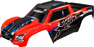 Body, X-Maxx®, Red (Painted, Decals Applied) (Assembled with Front and Rear Body Mounts, Roof Skid Plate, Rear Body Support, And Tailgate Protector)