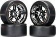 Tires and wheels, assembled, glued (split-spoke black chrome wheels, 1.9" Drift tires) (front and rear)