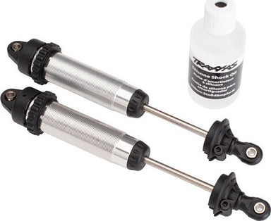 Shocks, GTR, 134mm, silver aluminum (fully assembled w/o springs) (front, threaded) (2)