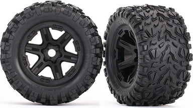 Tires & wheels, assembled, glued (black wheels, Talon EXT tires, foam inserts) (2) (17mm splined) (TSM rated)