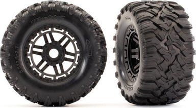 Tires & wheels, assembled, glued (black wheels, Maxx® All-Terrain tires, foam inserts) (2) (17mm splined) (TSM® rated)