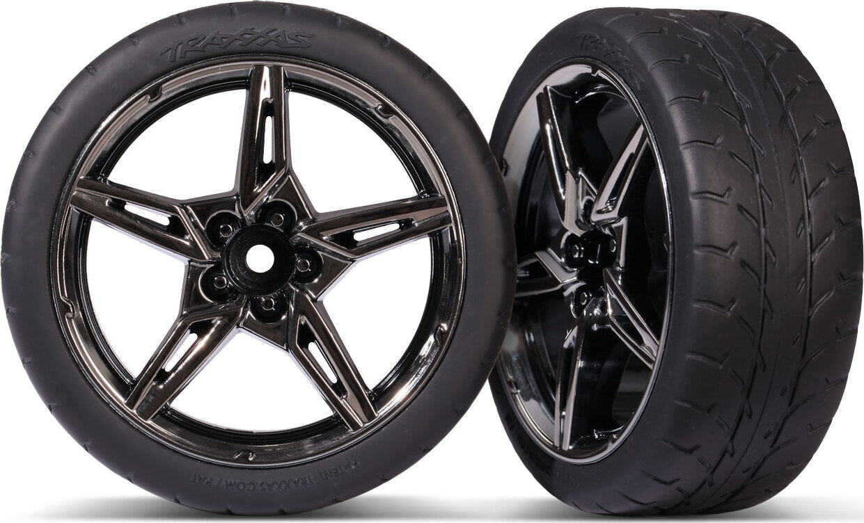 Tires & wheels, assembled, glued (split-spoke black chrome wheels, 2.1" Response tires) (front) (2)