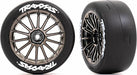 Tires and Wheels, Assembled, Glued (multi-spoke Black Chrome Wheels, 2.0" Slick Tires with Traxxas® Logo, Foam Inserts) (front) (2) (VXL Rated)